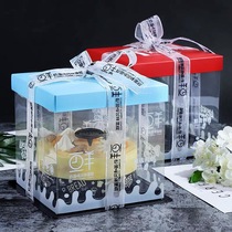 4 inch milk flavor cake box birthday cake portable box transparent cake packing West box send ribbon