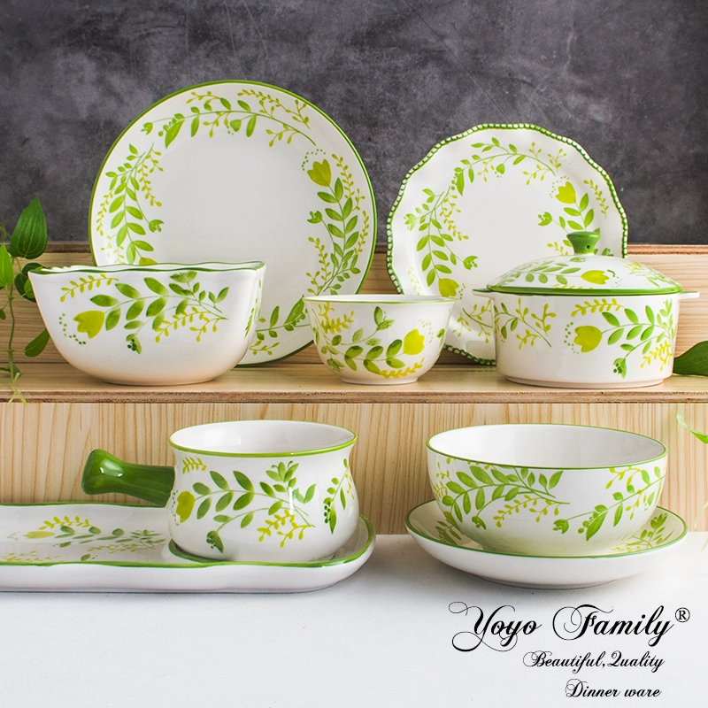 Nhỏ tươi và đơn giản vẽ tay underglaze gốm bộ đồ ăn gia đình mì gói bát cơm bát nhỏ bát rau bát - Đồ ăn tối