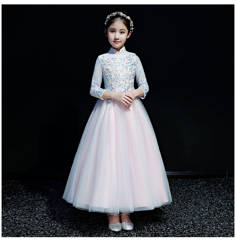 Mới Trung Quốc phong cách ăn mặc trẻ em công chúa váy guzheng trang phục cô gái nhỏ chủ váy váy dài đoạn thu đông thời trang bé gái