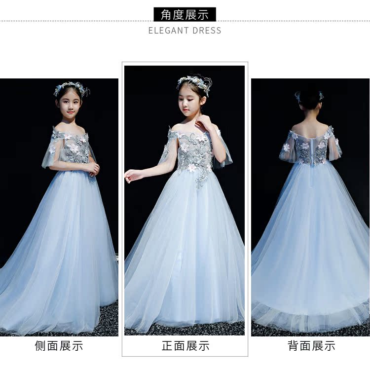 Váy một vai trẻ em váy công chúa trang phục piano cô gái nhỏ chủ nhà mẫu catwalk trình diễn trang phục dạ hội quần áo bé trai phong cách lịch lãm