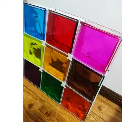 Hollow colored glass brick creative background wall transparent partition wall square powder room living room entrance Crystal brick