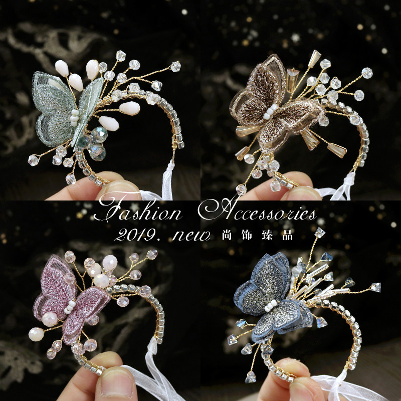 Wedding gift bridesmaid wrist flower bride hand flower colorful fresh sweet beautiful butterfly bracelet flower children show