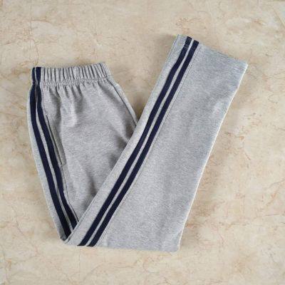 Spring and summer junior high school students school uniforms pants pure cotton loose grey hide green double bar straight cylinder large size sports pants