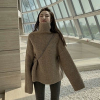 Mùa thu và mùa đông mới của phụ nữ phiên bản Hàn Quốc của thời trang lười gió sang trọng lỏng lẻo cổ áo cao tay áo len dài áo khoác cardigan nữ