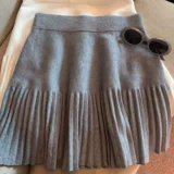 Летняя эластичная короткая трикотажная юбка в складку, высокая талия, А-силуэт