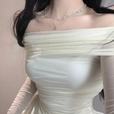 Приталенный комплект, юбка, лонгслив, мини-юбка, открытые плечи, высокая талия