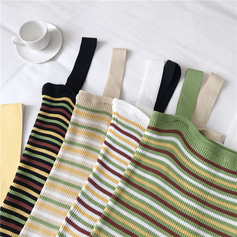 Mùa hè phiên bản Hàn Quốc của áo len sọc retro gợi cảm áo vest nữ đáy áo bên trong áo khoác để mặc ngoài thủy triều - Cộng với kích thước quần áo áo khoác vest nữ