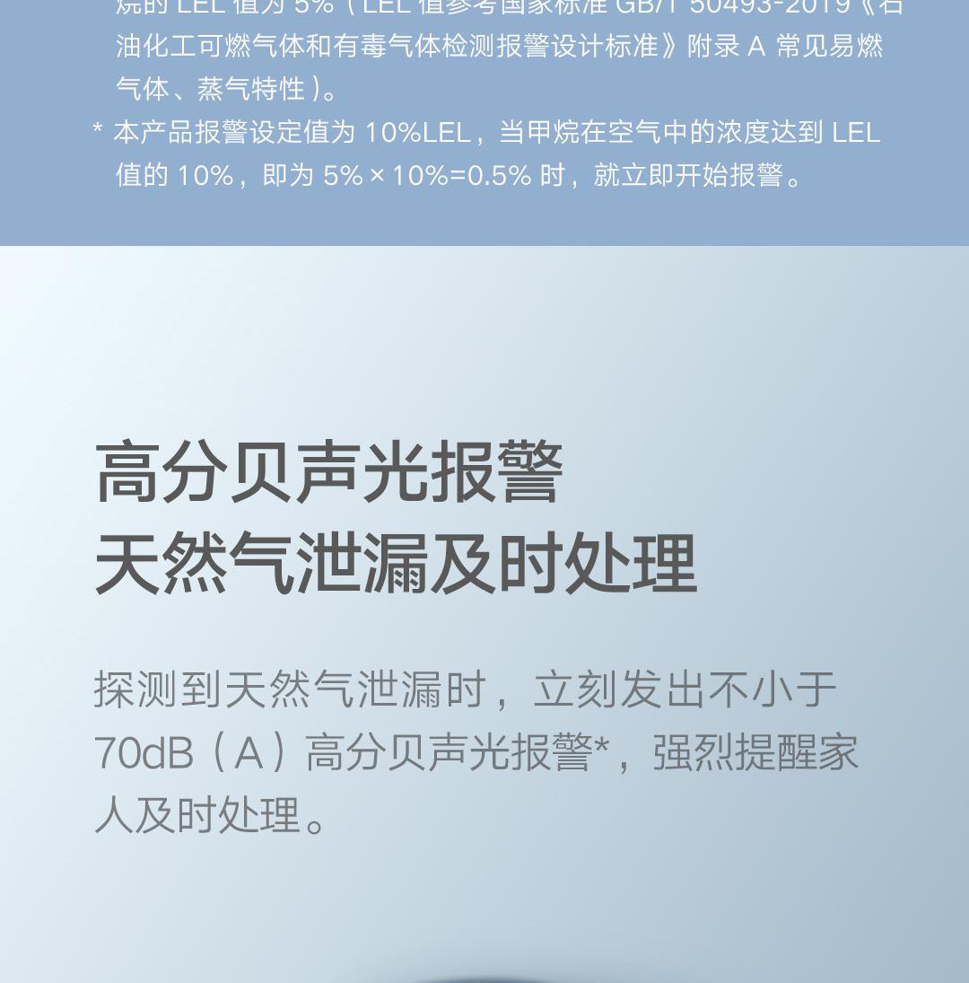 Смарт-аксессуары 小米天然气卫士警器家用燃气泄漏检测消防认证智能远程定期自检 MIUI