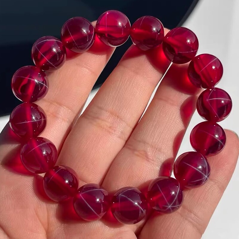 Pure Natural Thai 9A Pigeon Blood Ruby Bracelet for Women, Gold-Colored Gemstone Bracelet, Red String Jewelry, Genuine Gift
