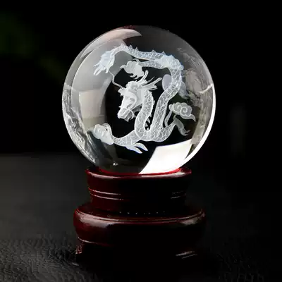 3D carved crystal ball Dragon Buddha God of wealth Pixiu home crafts decoration creative transparent ball decoration