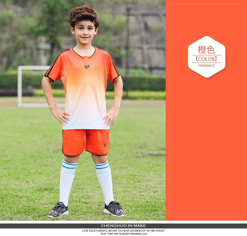 Đồng phục bóng đá trẻ em tùy chỉnh màu sắc tiểu học và trung học nữ áo trẻ em mùa hè bé trai lớn tập thể thao tập - Bóng đá