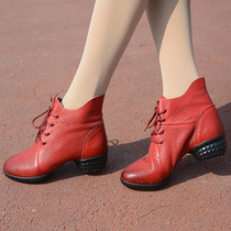 Beral Summer New Womens Style Square Dance Shoes Genuine Leather Soft-bottom Dancing Shoes Women Modern Dance Shoes Soft-bottom Female Sailors Dance