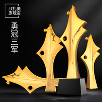 The Brave Crown Armed Forces New Crystal Trophy Custom Resin Trophy Annual Conference Awards Gift Commemorative Trophy for the production of lettering