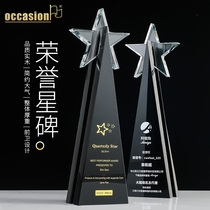 Crystal Trophy Customised To Be Pentagram Creative Upscale Prizes Outstanding Employees Memorabilia Recognition Lettering