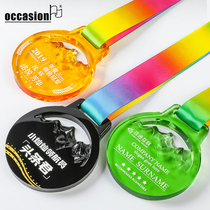 Medal listing customized to make crystal inner sculpted color print Honorary recognition Games to commemorate marathon competition prize