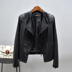 2020 mùa xuân dress New eo ngắn Slim nhỏ Jacket Da Sub-Glossy WashPU Leather Jacket nữ Tide 