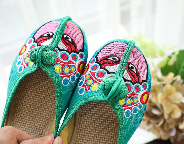 Ethnic Style Slippers for Women, Closed-Toe Slip-On Cotton and Linen Sandals, Old Beijing Face Painting Embroidered Shoes, Hanfu Shoes Ethnic Style Slippers for Women, Closed-Toe Slip-On Cotton and Linen Sandals, Old Beijing Face Painting Embroidered Shoes, Hanfu Shoes
