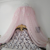 Golden bedroom original princess style cute girl heart bedside curtain lace embroidery INS European style light luxury palace wind bed mantle