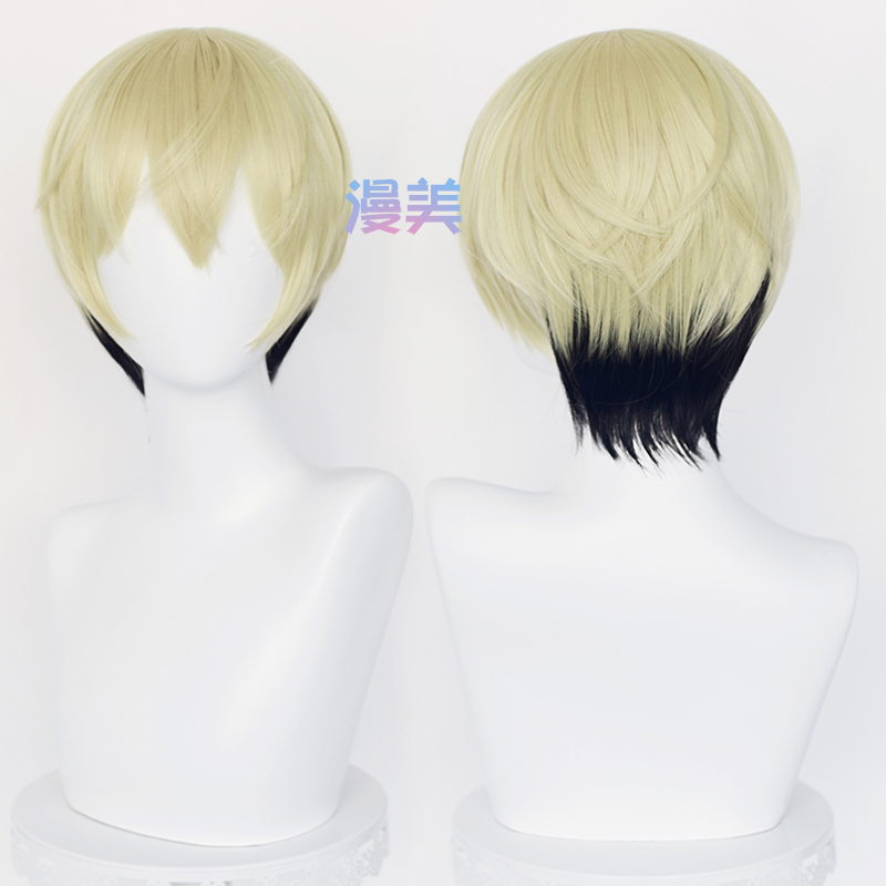 Manmei Tokyo Avengers Shiono Chitoge Cosplay Wig Reincarnation Path Light Gold Mixed with Black