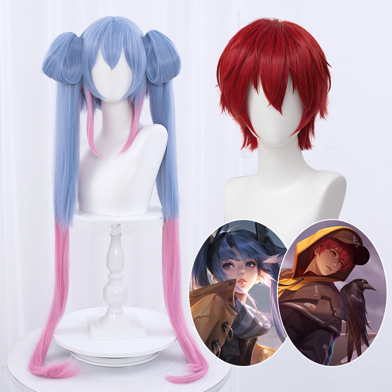 Manmei King of Glory Time Lover Liu Bei Red Short Hair Sun Shangxiang Liu Bei Cosplay Wig