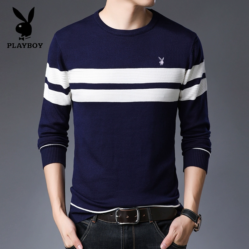 Playboy len len áo len nam Hàn Quốc Slim thanh niên chạm đáy áo ấm quần áo dài tay áo len thủy triều - Áo len