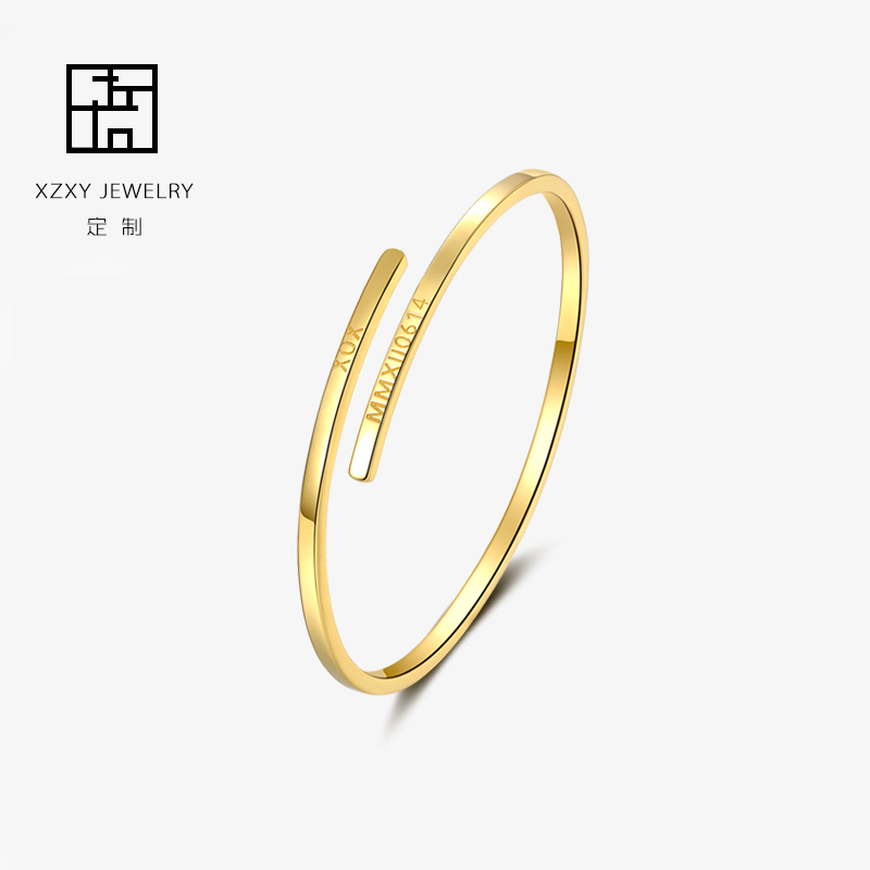 Custom 925 silver open bracelet DIY custom lettering bracelet couple men and women letter name bracelet birthday gift