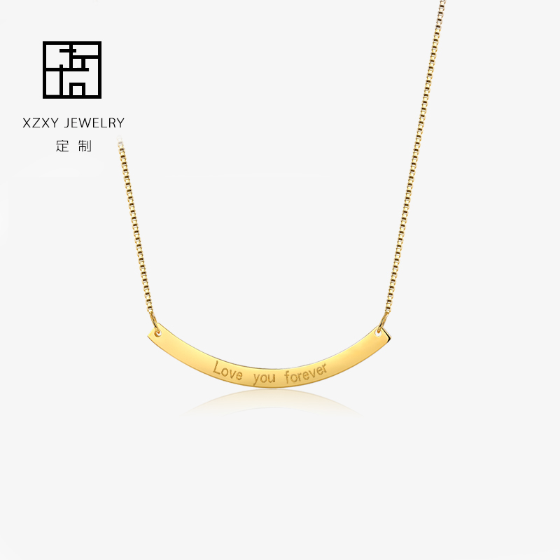 Set to make s925 silver Brief about Europe and America Wind engraving female character Necklace Custom Bestie Alphabet Name Lock Bone Chain Birthday Present