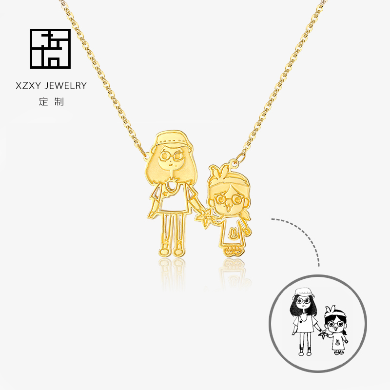 Customize 925 pure silver art painting creative necklace small child self-painting lettering necklace collarbone necklace female gift