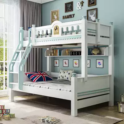 Upper and lower beds, double beds, solid wood children, boys, high and low beds, upper and lower beds, wooden beds, double-layer mother and child combination beds, adult