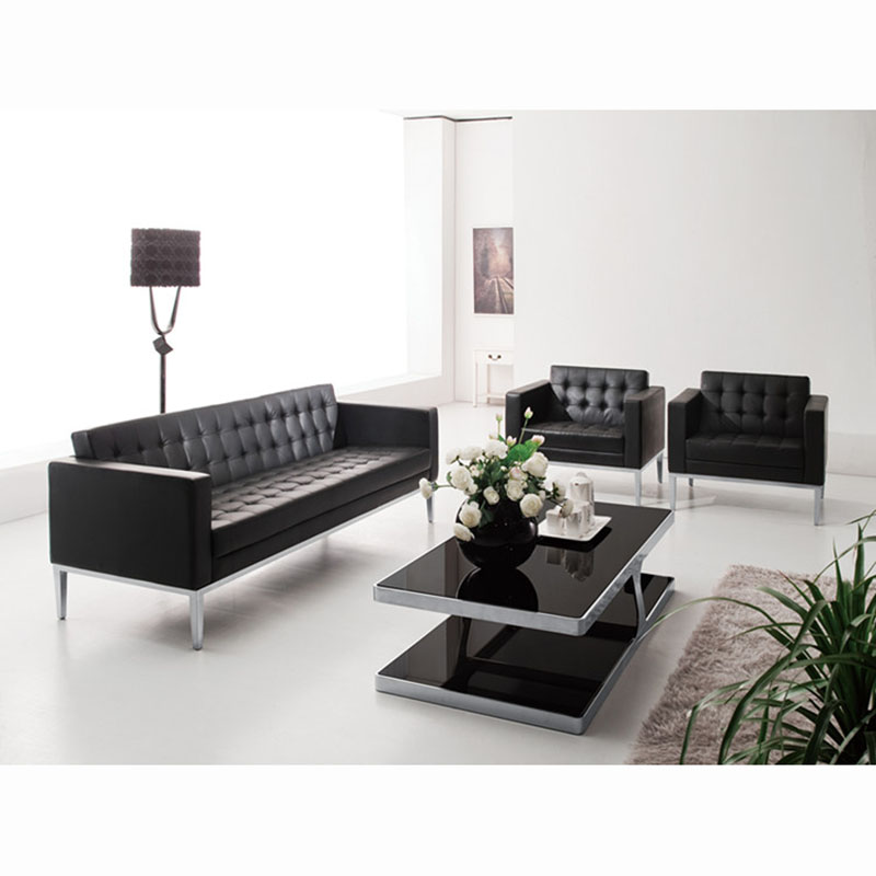 Office sofa combination manager's room three-seat Xipi reception area reception negotiation black leather single-person double-seat