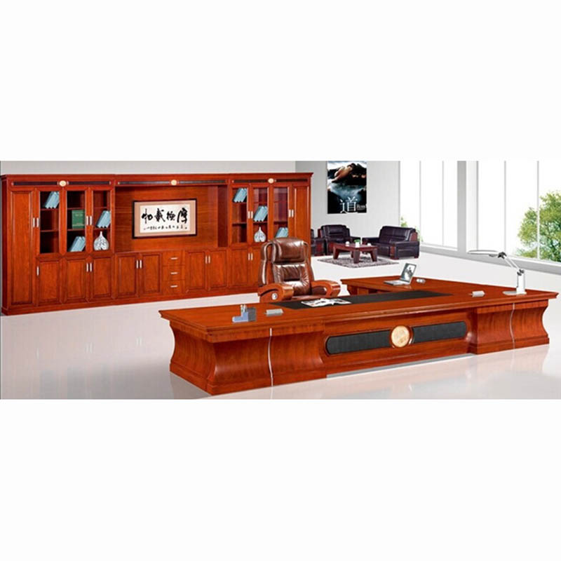 High-end executive desk 2 8 meters solid wood leather desk office boss desk president desk atmosphere board desk 3 2 meters