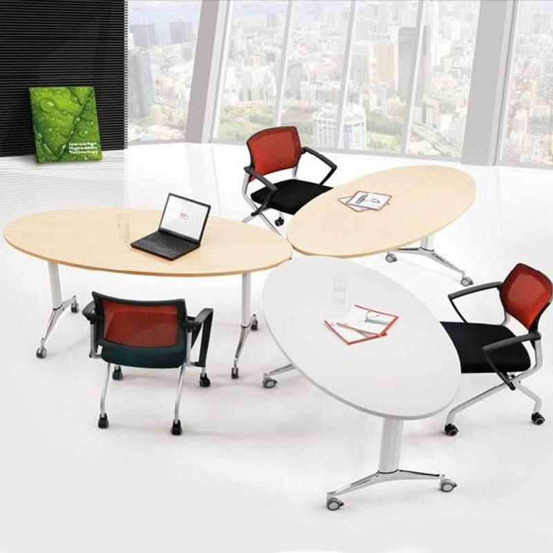 With wheel meeting table folding training table meeting table plate type of guest table minimalist desk oval meeting table-Taobao