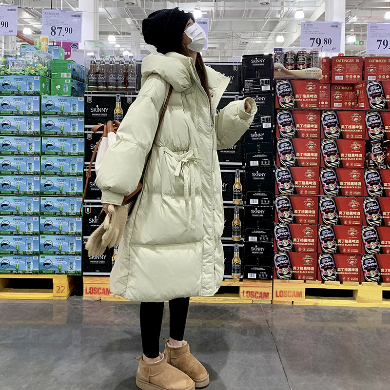 Bean Green down Jacket for Women, Winter 2026, New Mid-Length Korean Style, Loose Design, 90% White Duck Down, Warm Coat Bean Green down Jacket for Women, Winter 2026, New Mid-Length Korean Style, Loose Design, 90% White Duck Down, Warm Coat