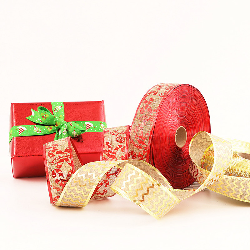 Christmas Butterfly Knot Webbing Scalding Gold Satin Ribbon DIY Handmade Butterfly Knot Material A Christmas Tree Decoration Gift Box Silk Ribbon