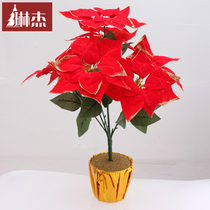 Linger 7 Christmas Christmas potted flowers Christmas red poinsettia simulation Christmas flowers Christmas potted flowers Christmas bonsai Christmas flowers