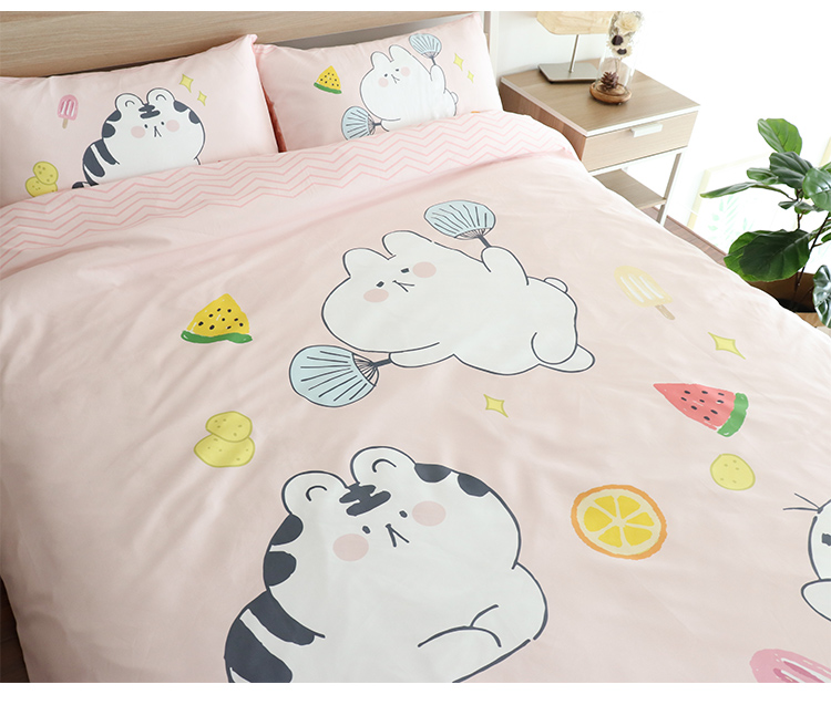 Phòng nguyên bản hoạt hình giường bông bốn mảnh cotton sinh viên đơn 1,5 m chăn ký túc xá ba mảnh - Bộ đồ giường bốn mảnh chăn ga gối đệm đẹp