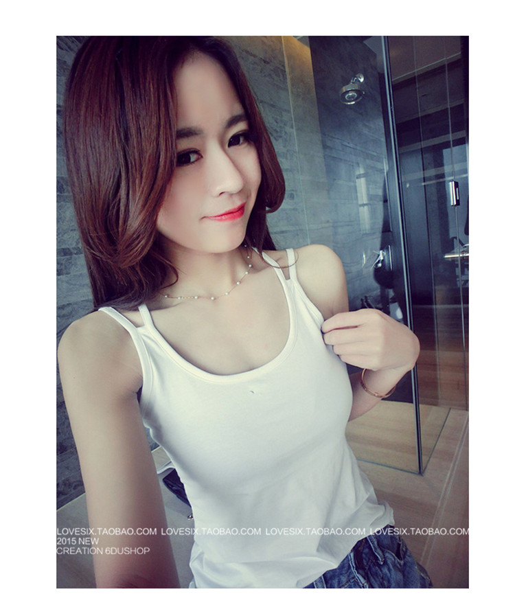 Mùa xuân và mùa hè mới hoang dã sexy đoạn ngắn dây đeo vẻ đẹp vest nữ bên trong áo sơ mi màu đen và trắng màu rắn đáy áo áo kiểu trung niên
