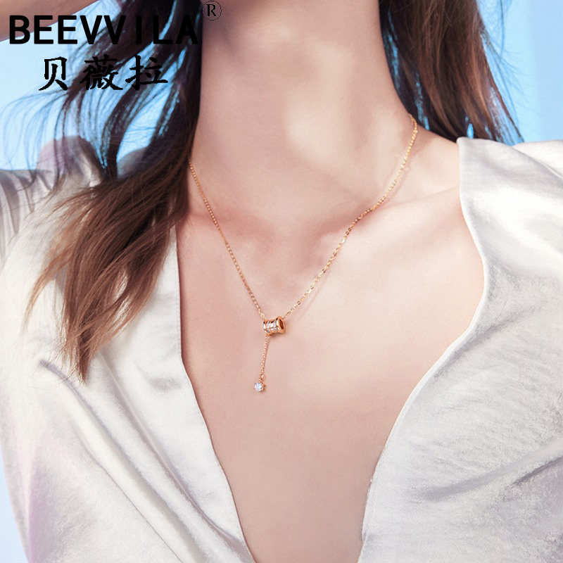18K gold small waist necklace female sterling silver light luxury niche diamond-studded rose gold collarbone chain for girlfriend birthday gift