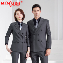 Autumn and winter dark gray mens and womens same style wool suit suit business attire host lawyer work clothes manager formal wear