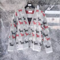 Aina Ridai Thom Browne 20 new TB cardigan slim V-neck puppy jacquard wool sweater tide