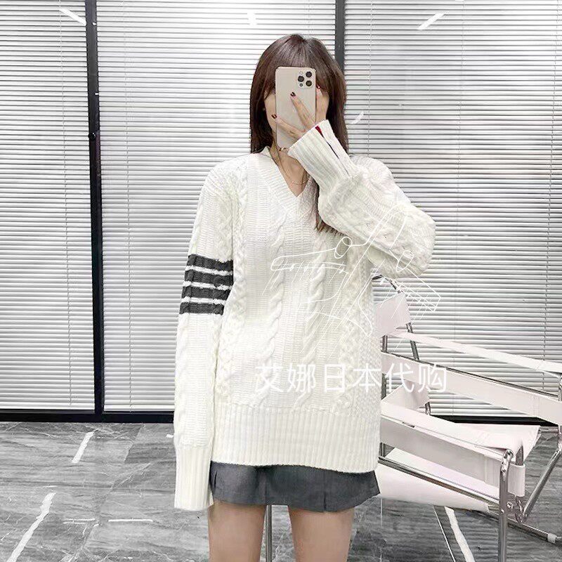 Aina Thom Browne21 autumn winter style twisted floral wool V collar fur coat quadru bar male and female