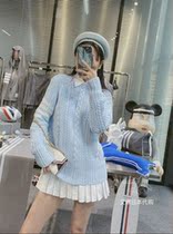 Aina Ridai Thom Brown 20 autumn and winter knitted women TB four bars blue waist white sweater