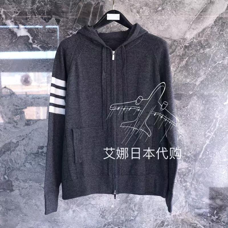 Aina Day Thom Browne 20 Autumn Winter New Four Leveraged Wool Pullover Knit Hoodie Cardiovert Hooded Jacket