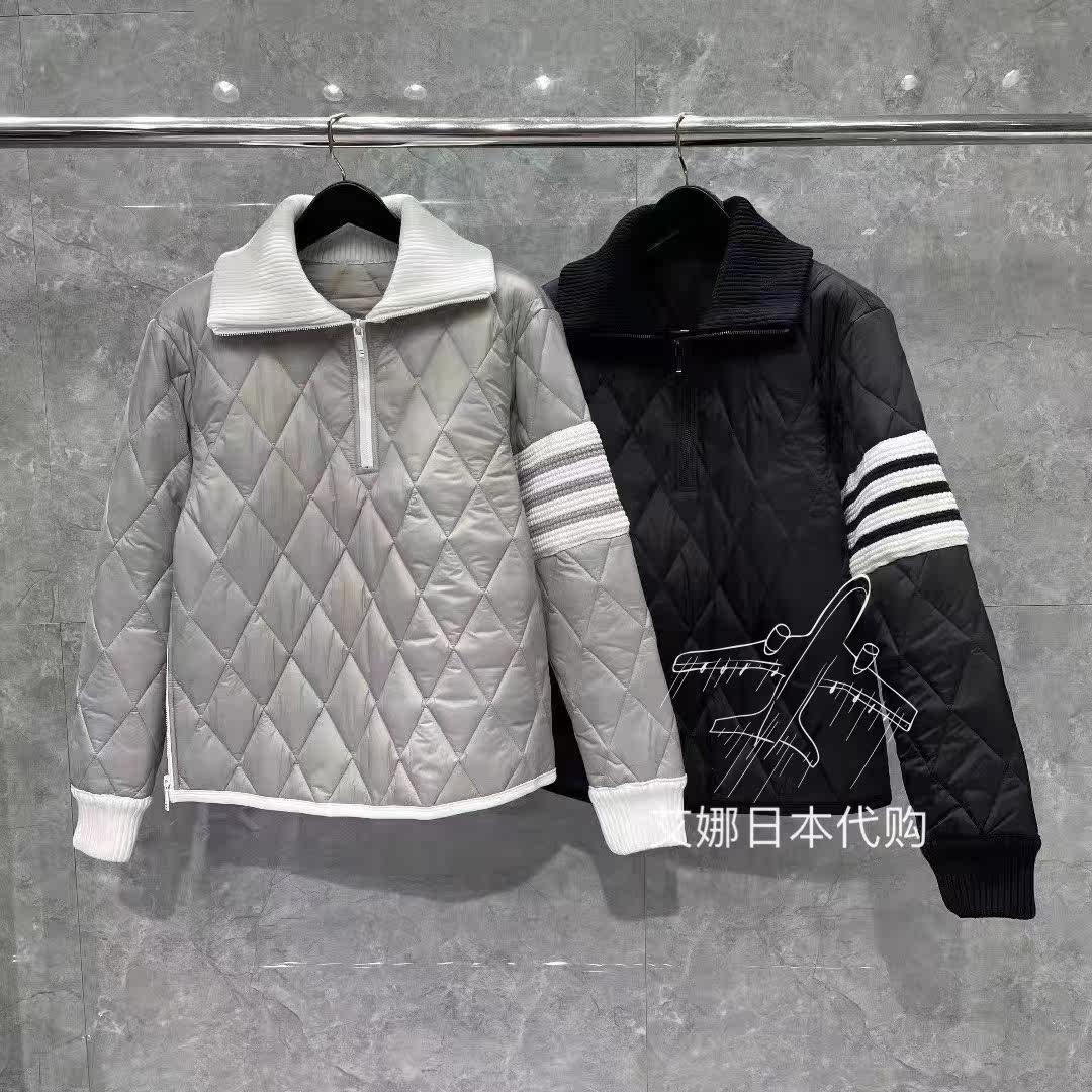 Aina Thom Browne21 autumn and winter cotton-padded cotton-padded cotton-padded four-bar zipper pullover loose men's and women's