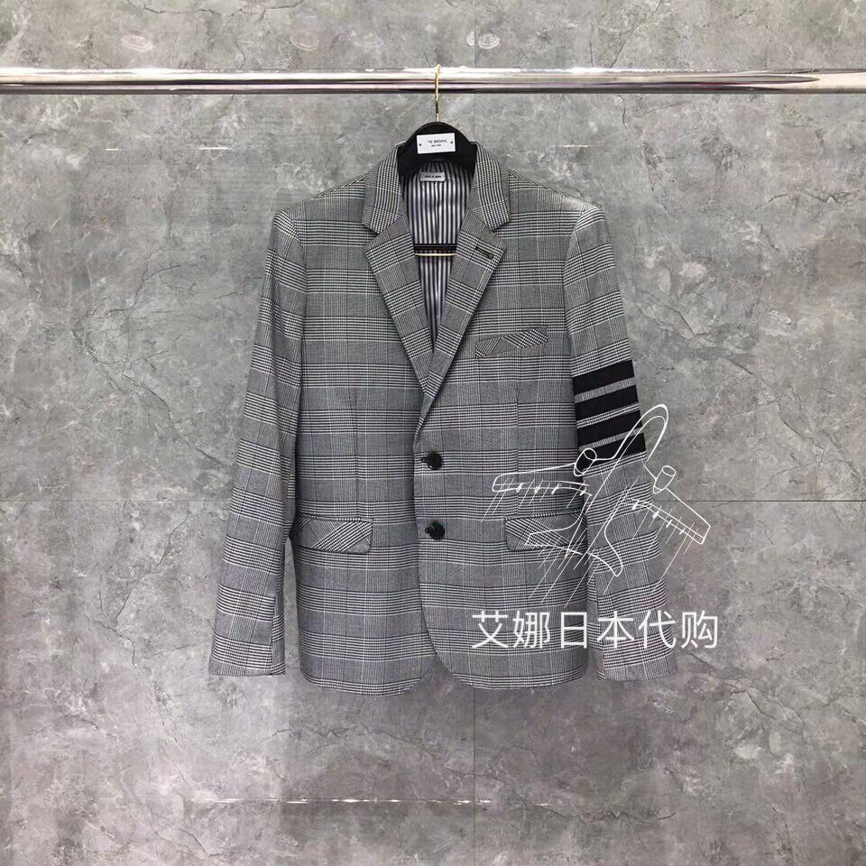 (Ina Day) Thom Browne 20TB black and white grid classic four-bar two-button suit jacket