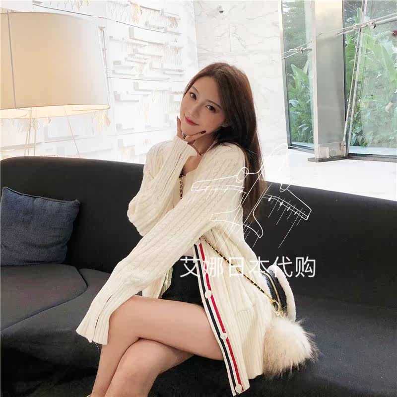 Aina Day Thom Browne TB striped mesh belt twist knit cardiovert cardiovert wool jacket sweater