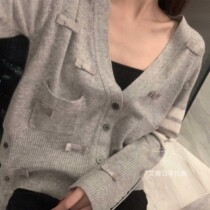 Aina Day Thom Browne 20 Autumn Winter TB Coat Striped Female V Lead Knit Cardiovert Butterfly Knot Cardiovert