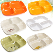 Split plate commercial Melamine Plate fast food plate plastic imitation porcelain four-grid dinner plate set meal plate covered rice plate canteen tableware