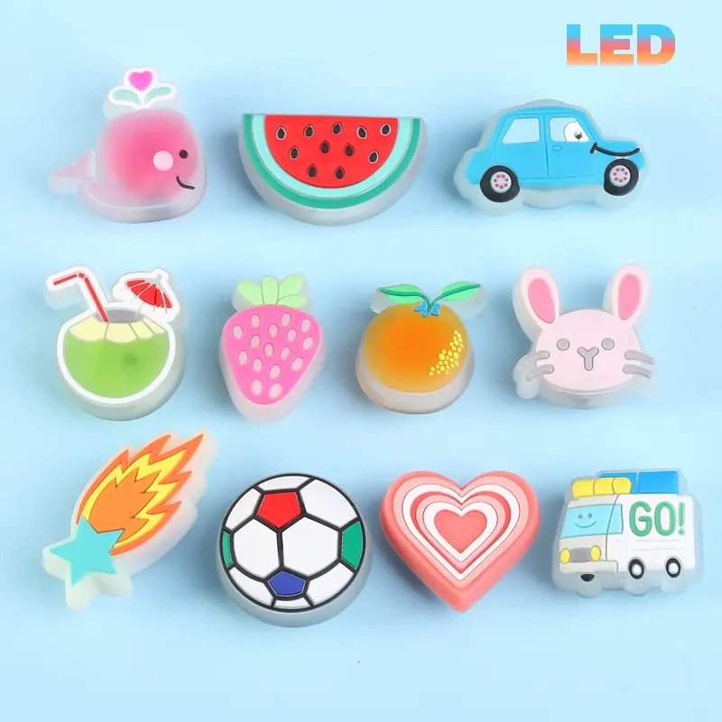 Suitable for Crocs Light-Up Clogs Shoe Charms Led Glowing Flashing Night Light Fun DIY Shoe Accessories