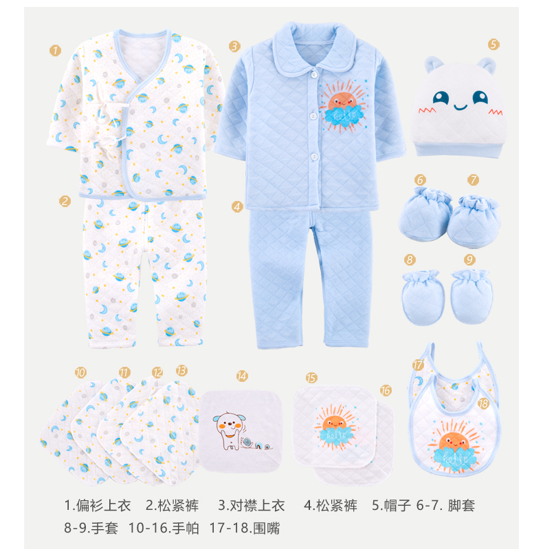 Quần áo trẻ em áo khoác mùa đông dày cotton bộ quà tặng mùa thu và quần áo mùa đông sinh ra trẻ sơ sinh - Bộ quà tặng em bé hộp quà tặng bé trai